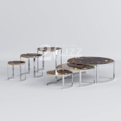 2022 European New Design Home Furniture Luxury Living Room Separate Round Shape Marble Top Coffee Table