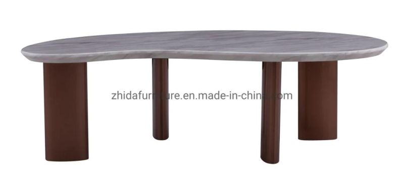 White Marble Metal Base Coffee Center Table for Hotel Bedroom Living Room