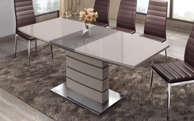 Home Livinig Room Furniture MDF Extendable Top MDF Highlight Painting Leg Modern Dining Table Set