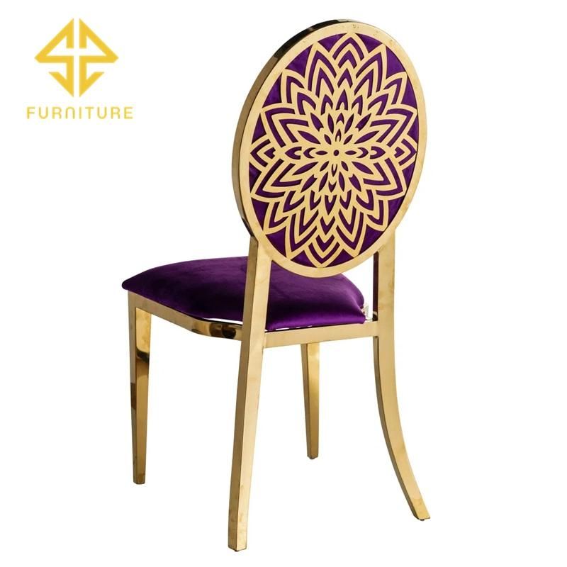 Latest Hotel Restaurant Furniture Luxury Stainless Steel Gold Wedding Dining Chairs