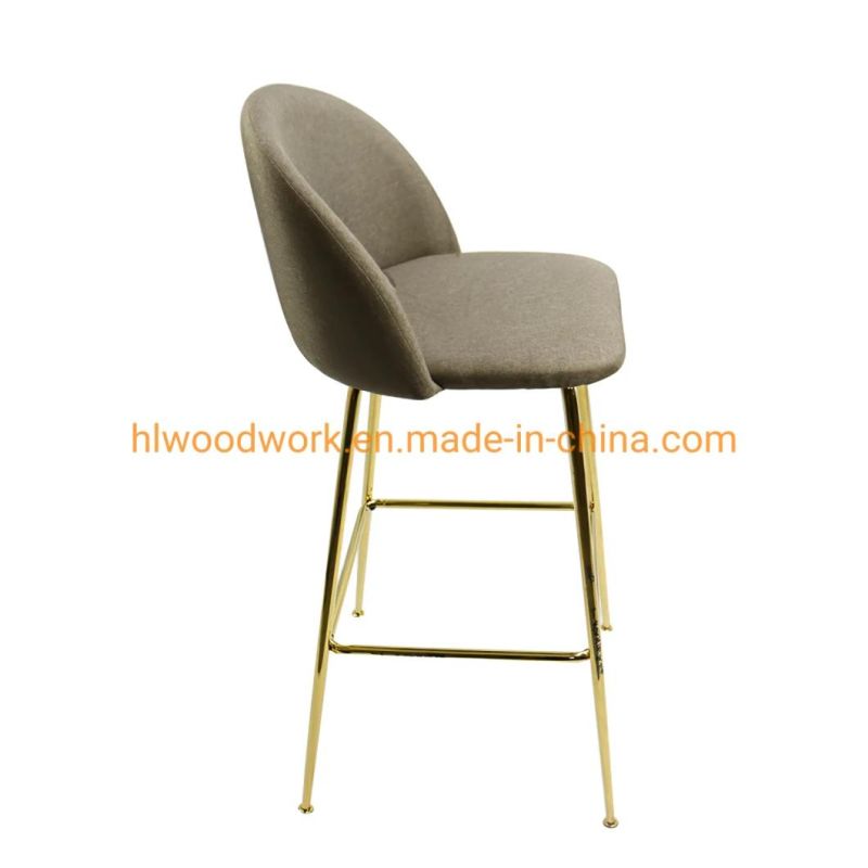 Bar Stools Luxury Furniture Restaurant Nordic Kitchen Cheap Gold High Chair Counter Modern Metal Velvet Bar Stools with Back Barstool Barchair