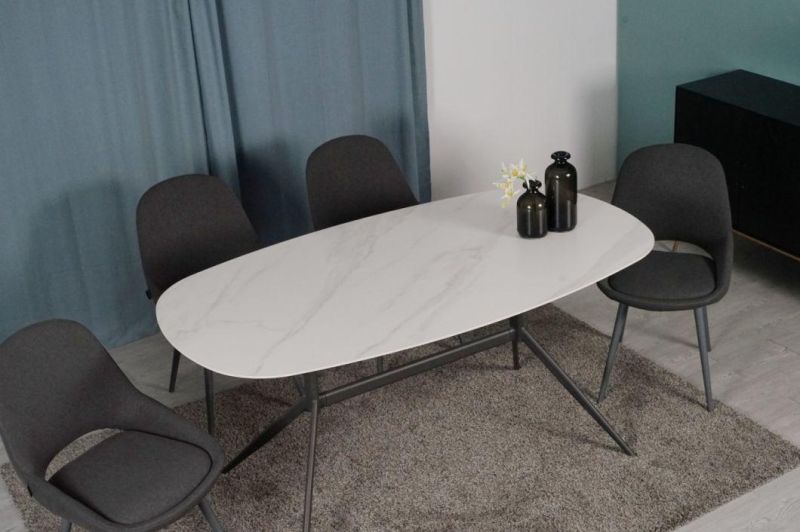 High Quality Luxury Modern Marble Powder Coated Steel Restaurant Living Home Dining Table