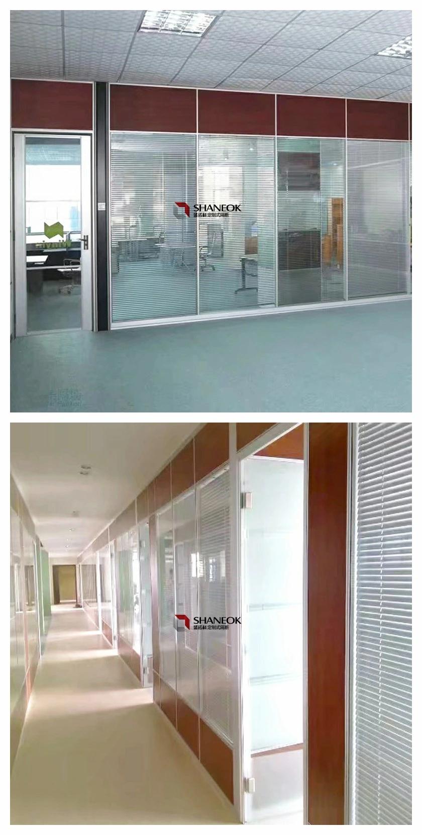 Promotion Aluminum Glass Partition Wall with Aluminum Venetian Blinds