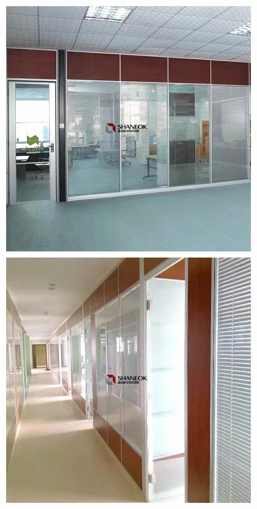 Promotion Aluminum Glass Partition Wall with Aluminum Venetian Blinds
