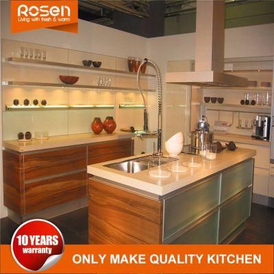 Warm-Toned Design Easy Top Wood Veneer Kitchen Cabinet with Open Shelf