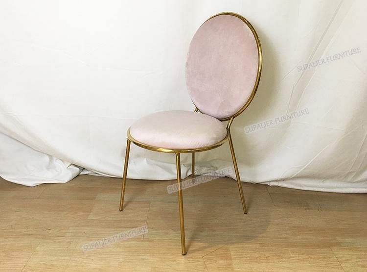 Pink Velvet Wedding Gold Chair with Metal Legs for Sale