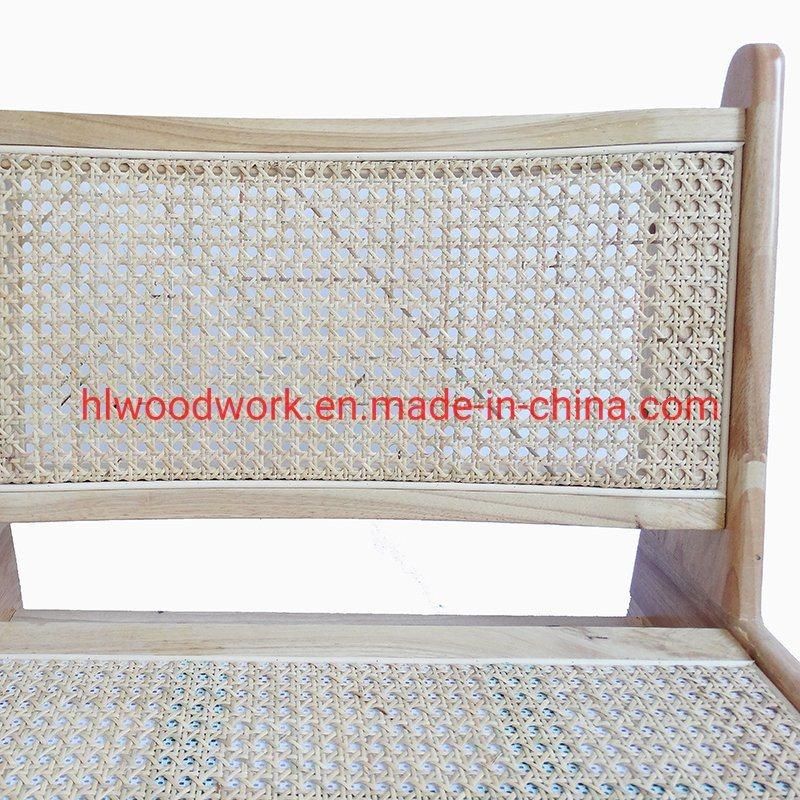 Rattan Leisure Chair Rubber Wood Frame Natural Color Living Room Chair Hotel Furniture