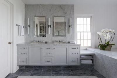 Open Frame MID-Sized White Shaker Grey Slab Marble Benchtops Vanity Cabinets