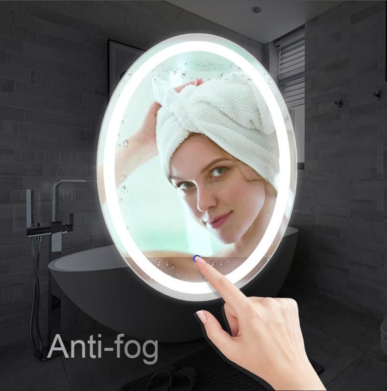 Wall-Mounted LED Dimmable Anti-Fog Oval Bath Mirrors