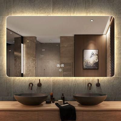 Decorative Mirror Venetian Glass Mirrors Designed Mirror Luxury Bath Long Wall Mirro with Digital Clock