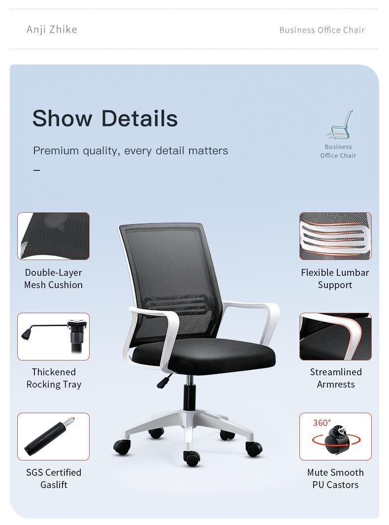 Rolling Modern High Back Lumbar Support Commercial Furniture Armrest Headrest Staff Task Desk Office Mesh Chair