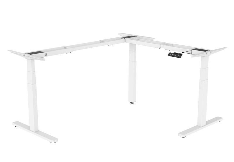 Wekis Dropshipping Modern Ergonomic Home L Shaped Dual Motor Standing Desk Sit-Stand Desk 3 Monitor Stand Desk