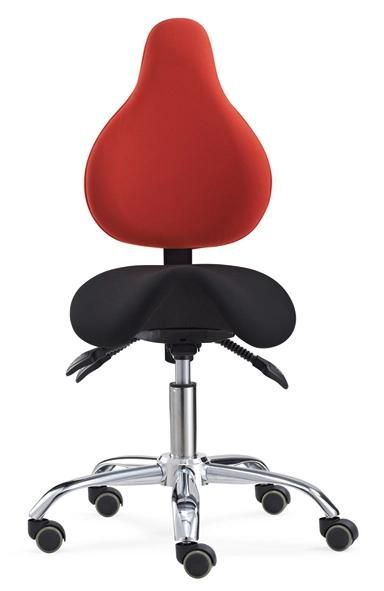 White PU Leather Saddle Seat Stool Ajustable Office Chair