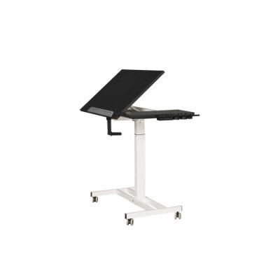 Hand Crank Office Coffee Sit Stand Height Adjustable Laptop Desk with Single Leg