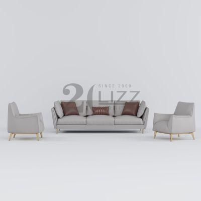 Modular Nordic Style Luxury Hotel Home Couch Set Modern Living Room Grey Genuine Leather Sofa