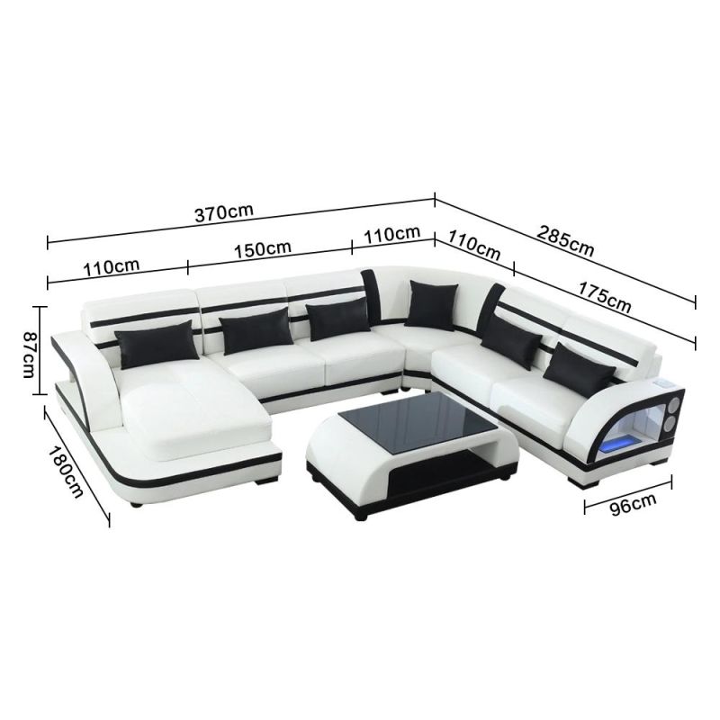 European Modern Living Room U Shape Leisure Home Furniture Luxury Sectional Top Grain Genuine Leather Sofa