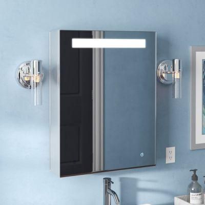 Frameless Aluminum Bathroom Medicine Cabinet with Single Door LED Mirror Luxury Interior Kitchen Storage Organizer