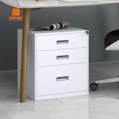Metal Three-Drawing Office Desk with Lock File Cabinet, Modern Office Furniture.
