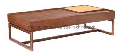 Modern Rectangular Wooden Drawer Coffee Table Center Table