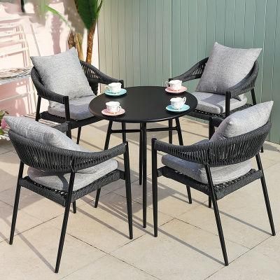 Wholesale Modern Style Outdoor Furniture Garden Dining Set Hotel Aluminum Table Round Square Rattan Furniture for Restaurant
