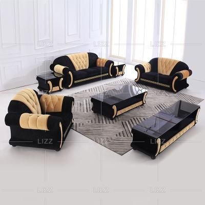 Modern Luxurious Unique Home Furniture Leisure Living Room Fabric Sofa Set with Tufted Buttons