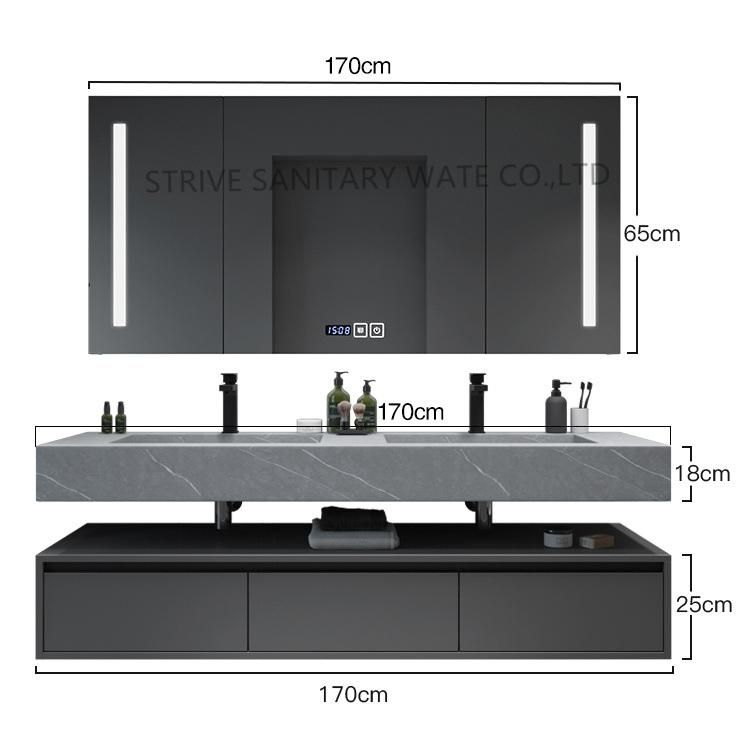 Modern Luxury Gray Bathroom Vanity with LED Medicine Cabinet