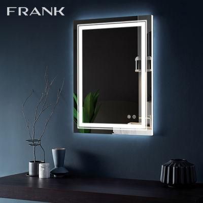 Rectangular LED Light Glass Bathroom Mirror Various Functions