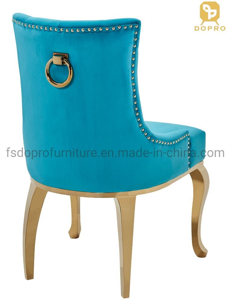 Europe′s Best Selling Pull Brass Nail Pull Velvet Linen Synthetic Leather Hotel Dining Chair