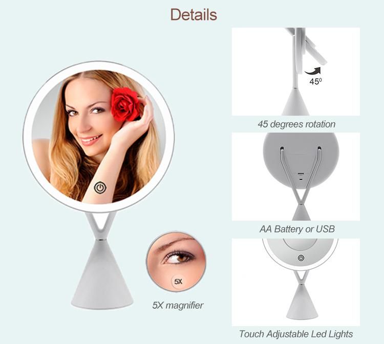 Touch Screen Make up LED Mirror Cosmetic Mirror 5X Magnifying Mirror Removeable Mirror