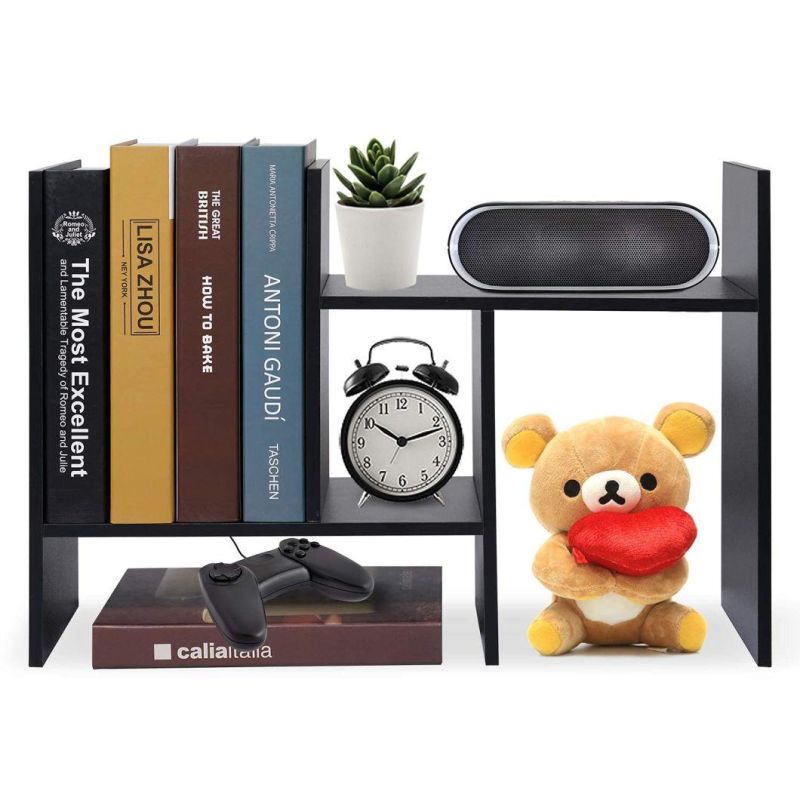 Ne to One Wood Desktop Bookshelf, Assembled Bookcase, Adjustable Literature Display Rack, Office Supplies Desk