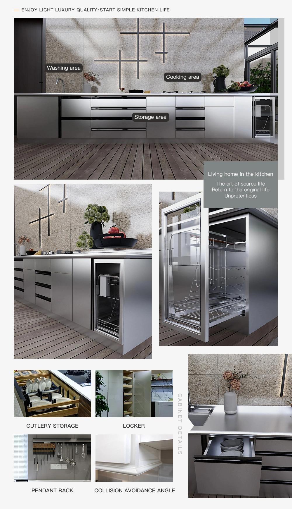Modular Grey Glossy Surface Ready Made Panel Kitchen Cabinet
