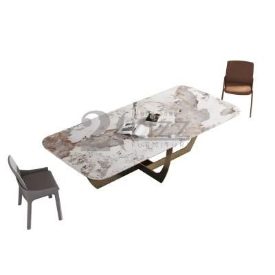 Modern Luxury Marble Top Dining Table with Leather Chair for Home Dining Room Furniture of 6 Person