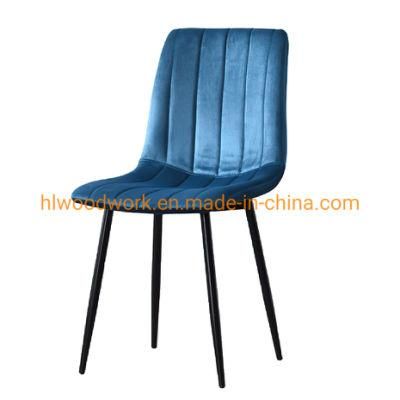 Multiple Color Modern Leather Style Velvet Nordic Chairs for Dining Rooms Sillas Metal Leg Upholstery Fabric Modern Velvet Chair