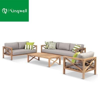 Luxury Modern Furniture Wooden Patio Furniture Outdoor Teak Wood Sofa for Project