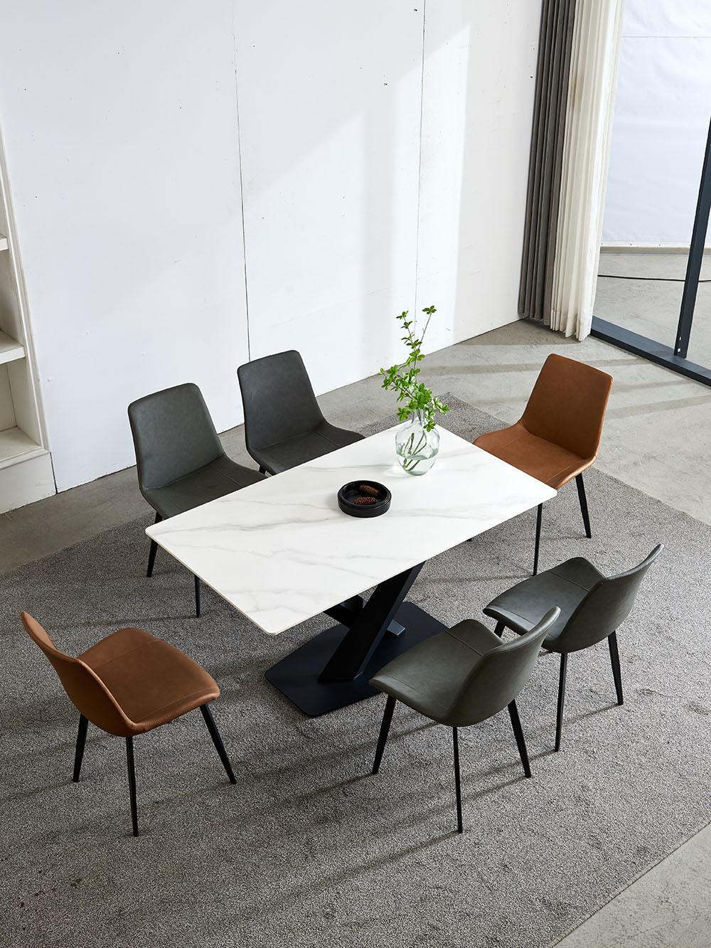Modern Luxury Grey PU Leather Dining Chair