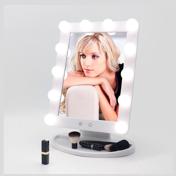 Compact Hollywood Makeup Mirror with 3 Colors Dimmable Lights