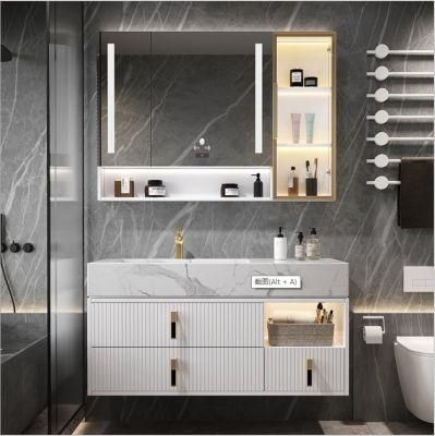 Simple Rock Board Integrated Basin Bathroom Cabinet Combination Intelligent Induction Toilet Wash Basin Cabinet
