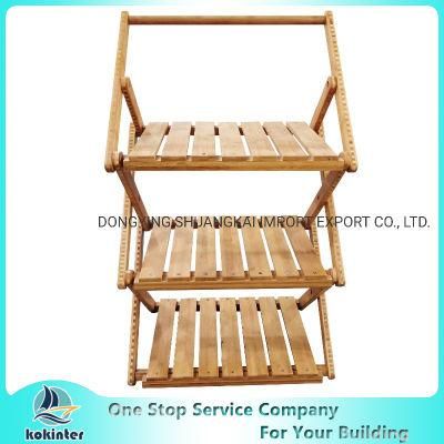 3tiers Bamboo Folding Flower Shelf Bamboo Display Rack