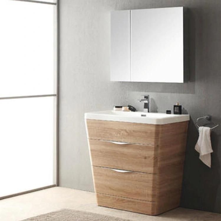 Modern Floor Mounted Chestnut Vanity Bathroom Vanity and Acrylic Top with Medicine Cabinet