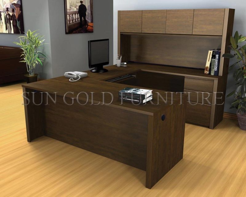 Modern Office Furniture Manager Table Design with Bookcase (SZ-ODT613)