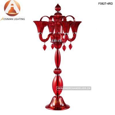 4 Arm Candelabra Centerpiece in Red Color