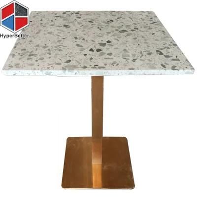 15 Years Experience Green Terrazzo Dining Table with Golden Stainless Steel Base