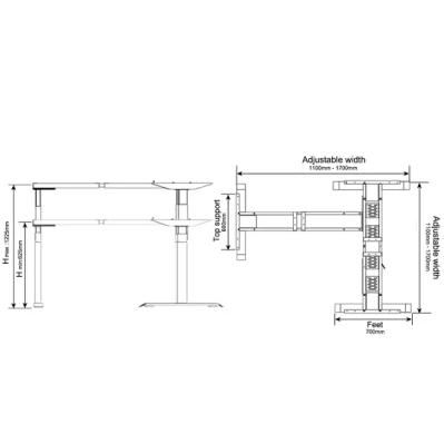 L-Shaped Electric Height Adjustable Work Desk Table for Office Work