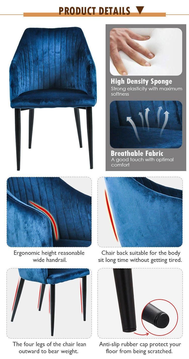 Stylish Durable Velvet Tufted Fabric Blue Multi-Colored Dining Chairs for Sale