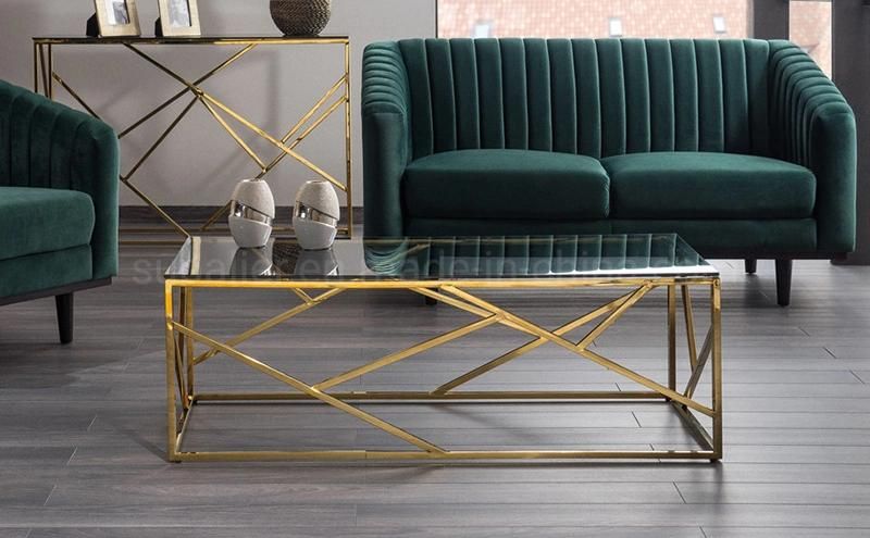 Modern Gold Galss Tea Coffee Table For Wedding And Events
