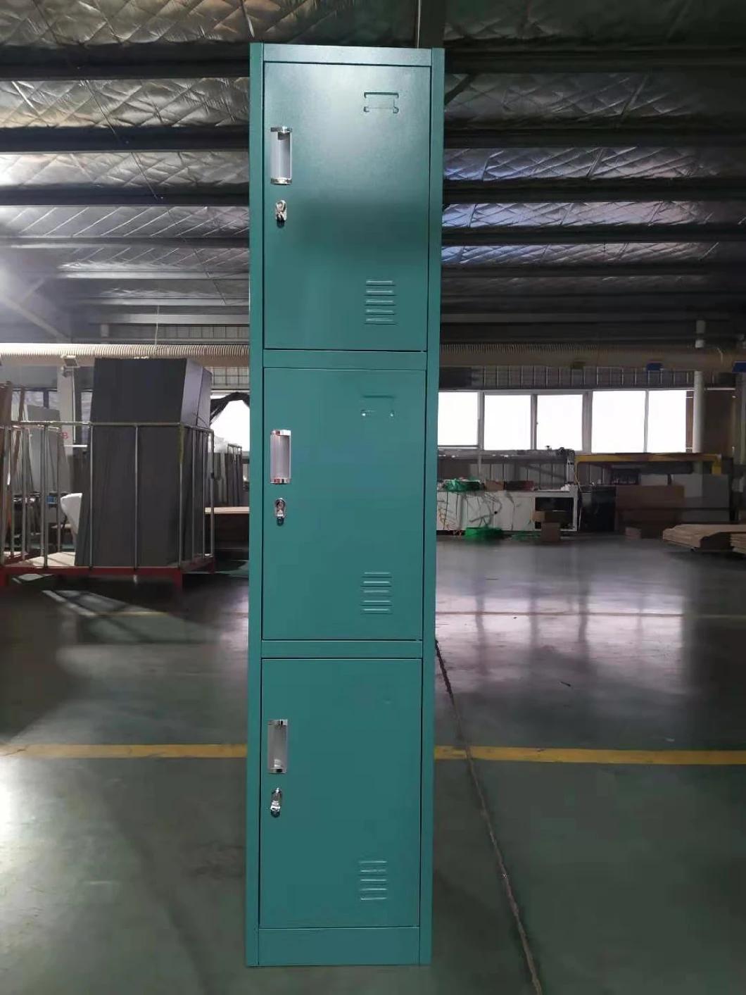 Colorful Metal Single 3 Doors Employee Lockers for Pulic Use