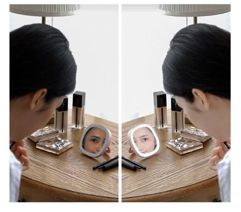 New Candy LED Light Color Makeup Mirror Portable Smart Handheld Mini Night Light Makeup Mirror