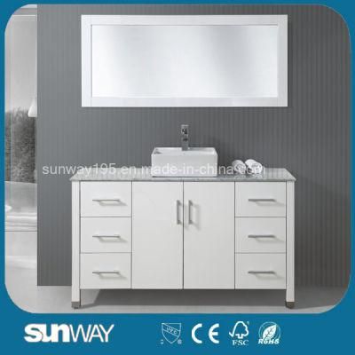 America Style Modern Solid Wooden Bathroom Furniture with Sink