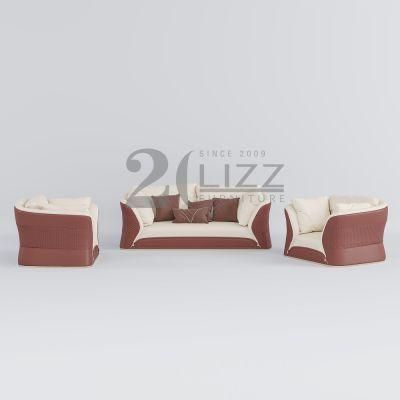 European Leisure Red Living Room Sofa Furniture Set Sectional Modern Office Home Genuine Leather Couch