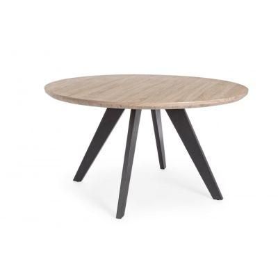 Home Restaurant Bar Table MDF Top Wooden Round Dining Table with Metal Legs